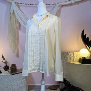Ralph Lauren Ivory Pleated Blouse – Size L
